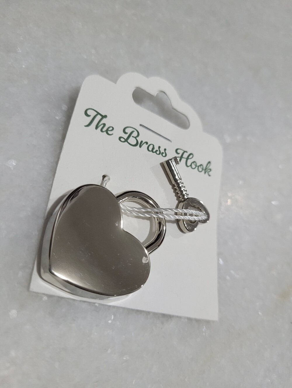 Silver Tone Heart Padlock & Key